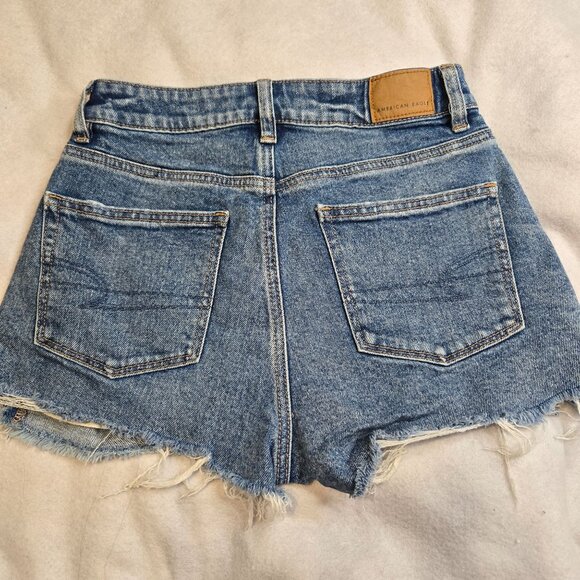 American Eagle Outfitters Blue Distressed Jean Shorts - Picture 9 of 11